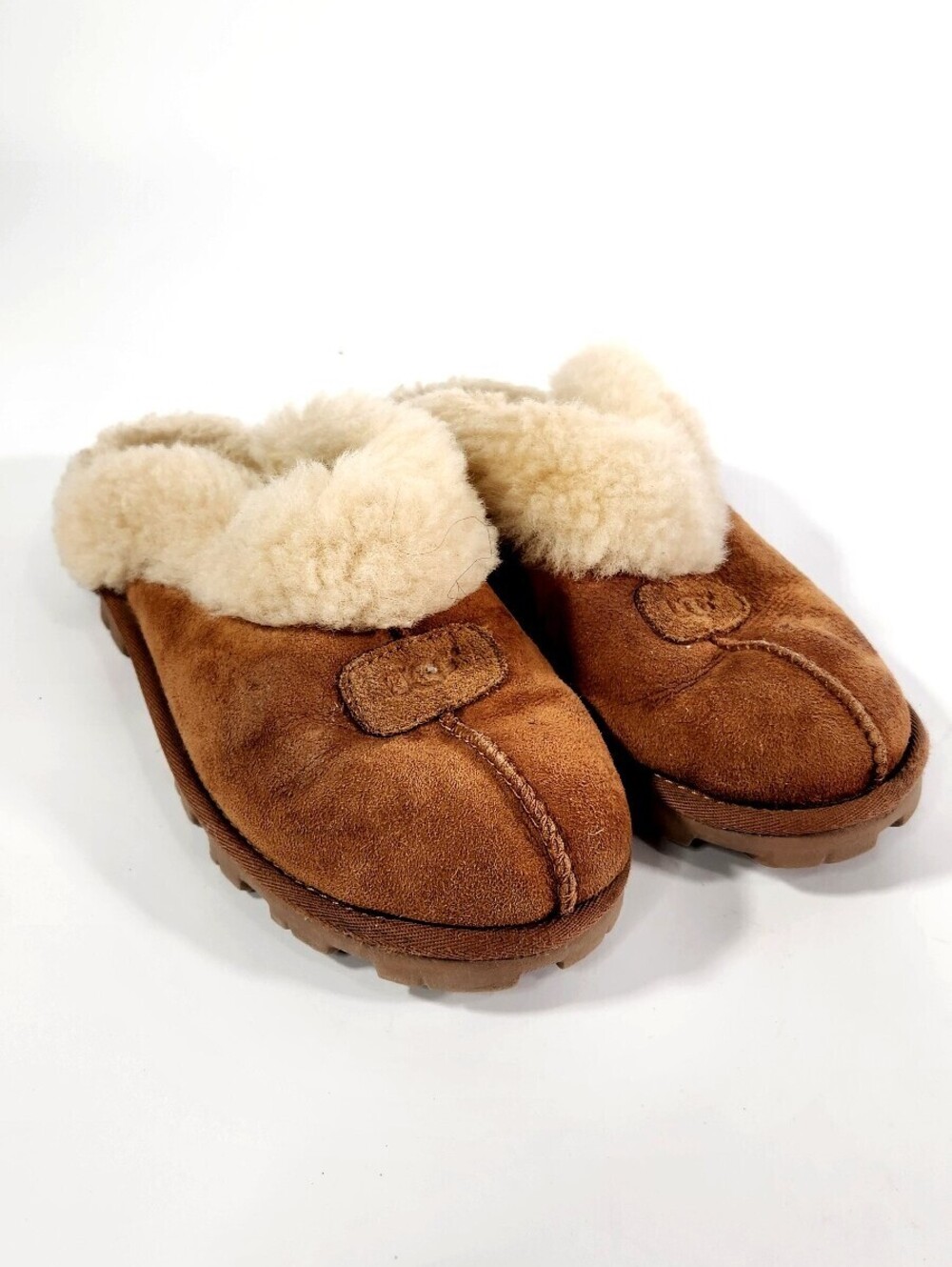 UGG Cozy Shearling Lined Brown Suede Slip-On Slippers Size 7